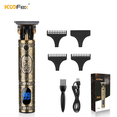 Men Grooming Wireless USB, Zero Gapped baldheaded T-Outliner Metal Engraving LCD Display Barber Hair Trimmer//