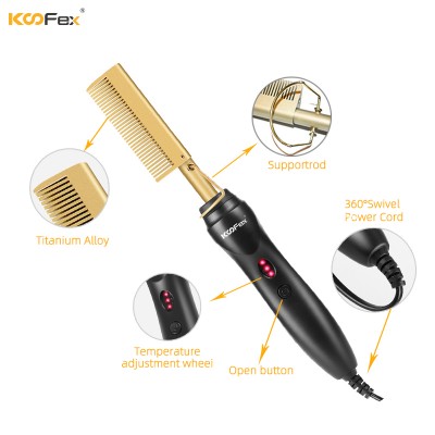 New Straightening Dual Voltage, LED Dry Wet High Heat Straightener Curling Copper Electric Hot Comb//